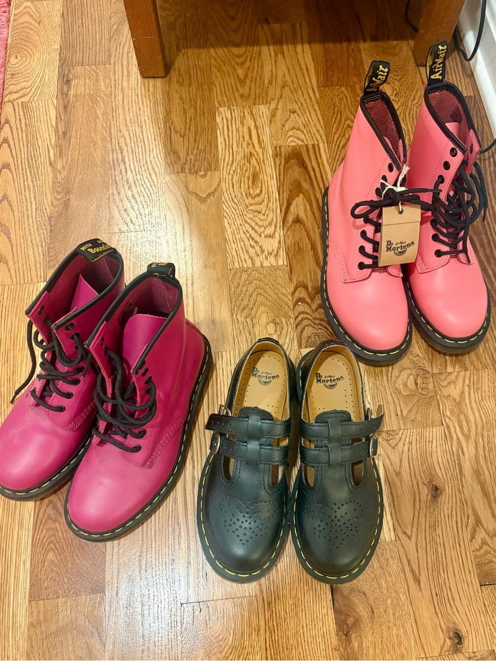 Dr. Martens 3-Pair Bundle — Magenta, Pink boots & Black Mary Janes